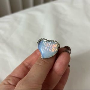 Ring with a real moonstone, silver